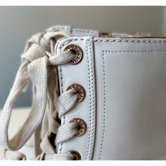 Kate Spade Merritt Lug Sole Cream Biege Leather Combat Boots US Size 7.5 7.5B - Picture 4 of 13